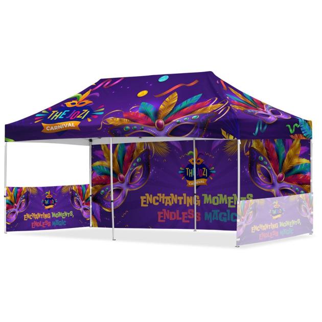 Coated Steel Sublimated Gazebo 6m x 3m - 1 Long Full-Wall Skin - 2 Short Half