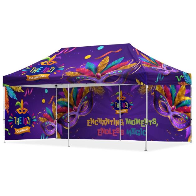 Coated Steel Sublimated Gazebo 6m x 3m - 1 Long Full- Wall Skin - 1 Short Full