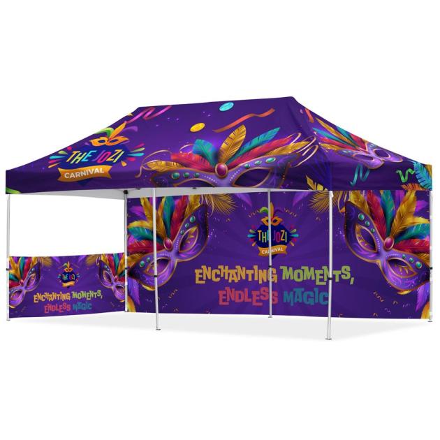 Coated Steel Sublimated Gazebo 6m x 3m - 1 Short Half-Wall Skin
