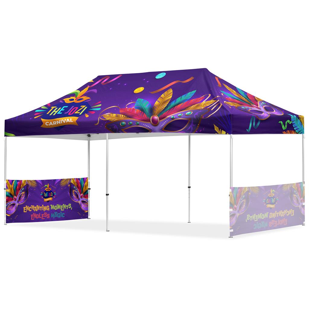 Coated Steel Sublimated Gazebo 6m x 3m - 2 Short Half