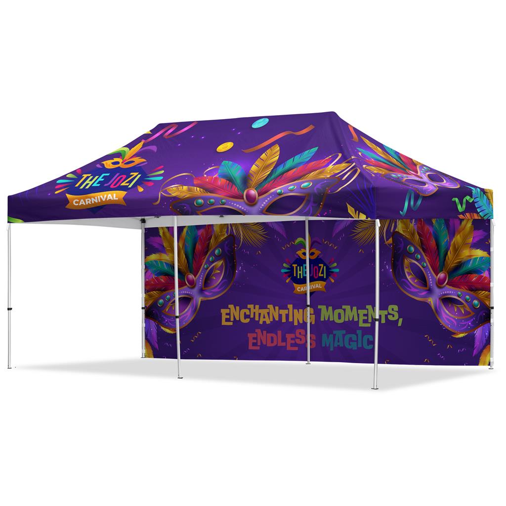 Coated Steel Sublimated Gazebo 6m x 3m - 1 Long Full