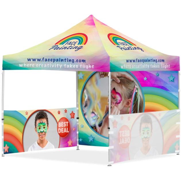 Coated Steel Sublimated Gazebo 3 x 3m - 2 Half-Wall Skins - 1 Full