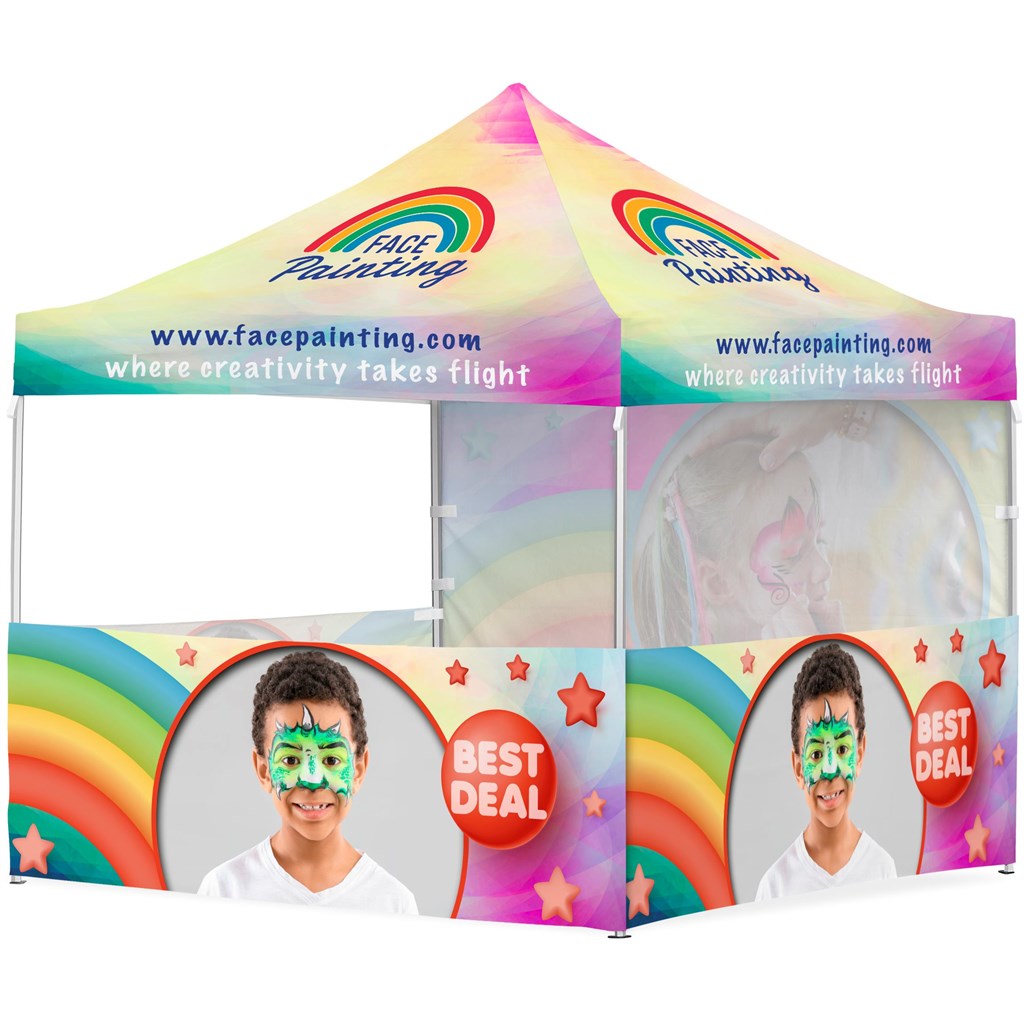 Coated Steel Sublimated Gazebo 3m x 3m - 3 Half-Wall Skins -1 Full