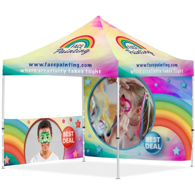 Coated Steel Sublimated Gazebo 3m x 3m - 1 Half-Wall Skin - 1 Full