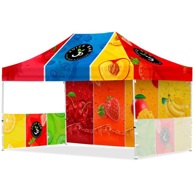 Coated Steel Sublimated Gazebo 4.5m x 3m - 1 Long Full-Wall Skin - 2 Short Half