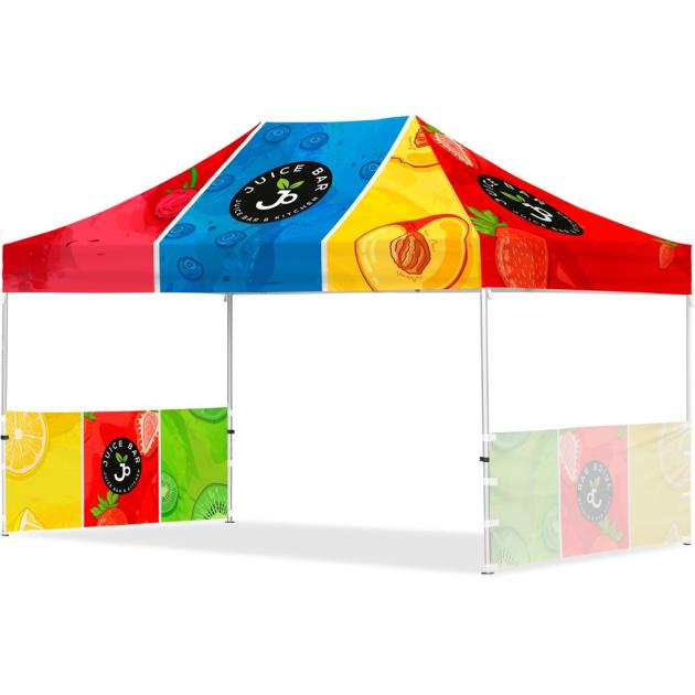 Coated Steel Sublimated Gazebo 4.5m x 3m - 2 Short Half