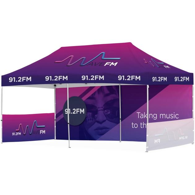 Ovation Sublimated Gazebo 6m X 3m - 1 Long Full-Wall Skin - 2 Short Half