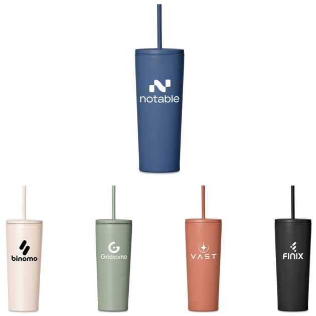Kooshty Concorde Stainless Steel & Plastic Double-Wall Tumbler & Straw